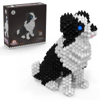 KADELE 귀여운 개 만들기 동물 세트, 매우 어려운 성인용 줄기 조립 블록 장식, 8세 이상 여아용 마이크로 3D 교육 장난감, 보더 콜리 조립 세트(582개)